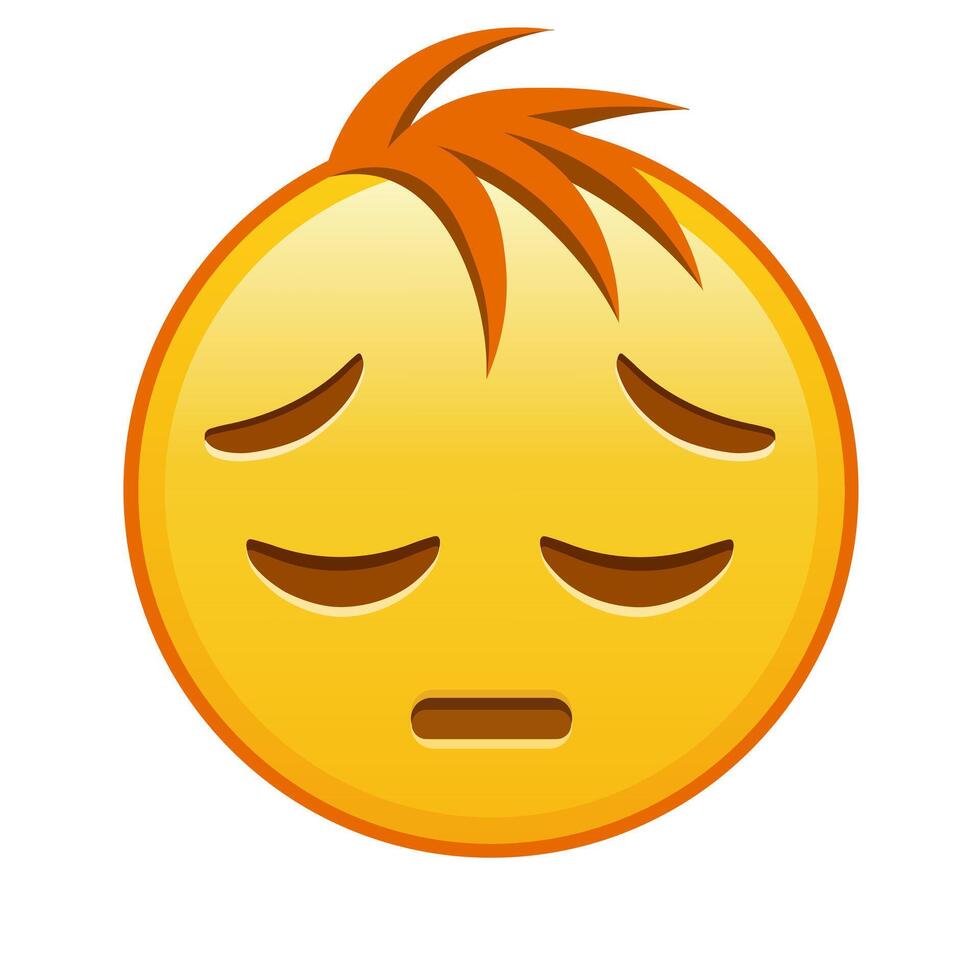Thoughtful face Large size of yellow emoji smile with hair vector