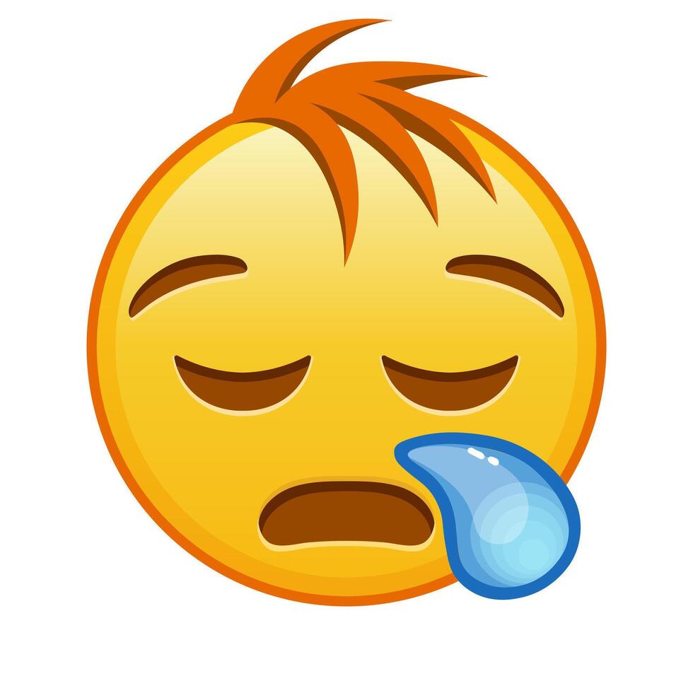 Sleepy face Large size of yellow emoji smile with hair vector