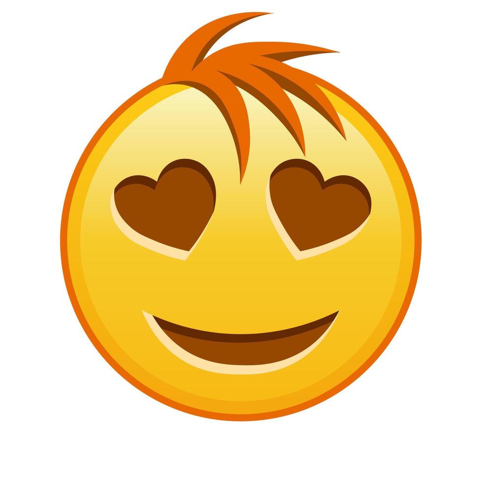 Smiling face with heart eyes Large size of yellow emoji smile with hair vector