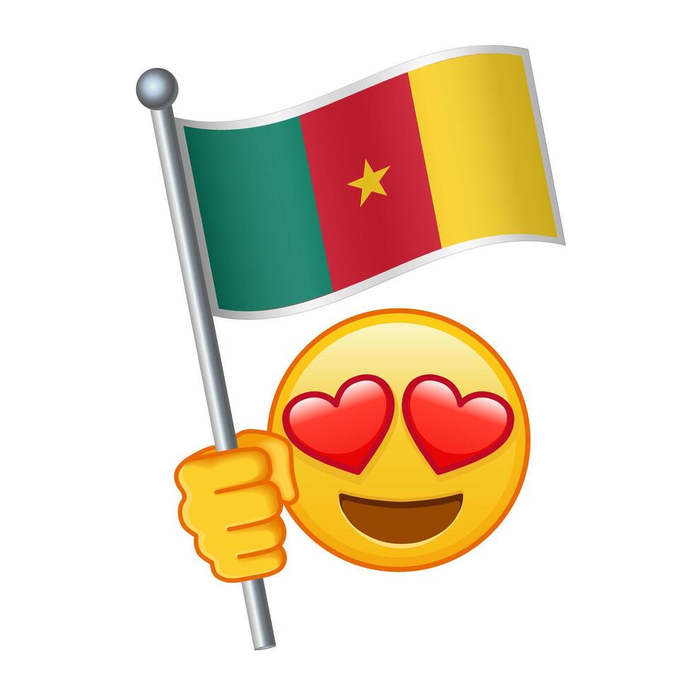 Emoji with Cameroon flag Large size of yellow emoji smile vector