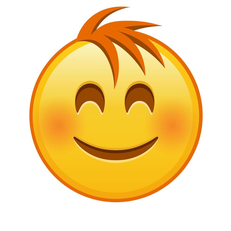 Smiling face with laughing eyes Large size of yellow emoji smile with hair vector