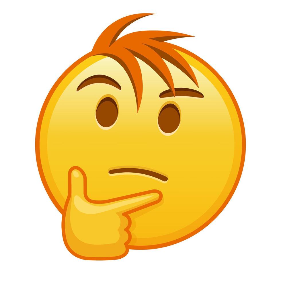 Thoughtful face Large size of yellow emoji smile with hair vector