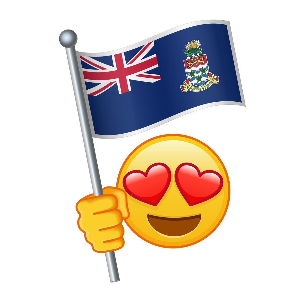 Emoji with Cayman Islands flag Large size of yellow emoji smile vector