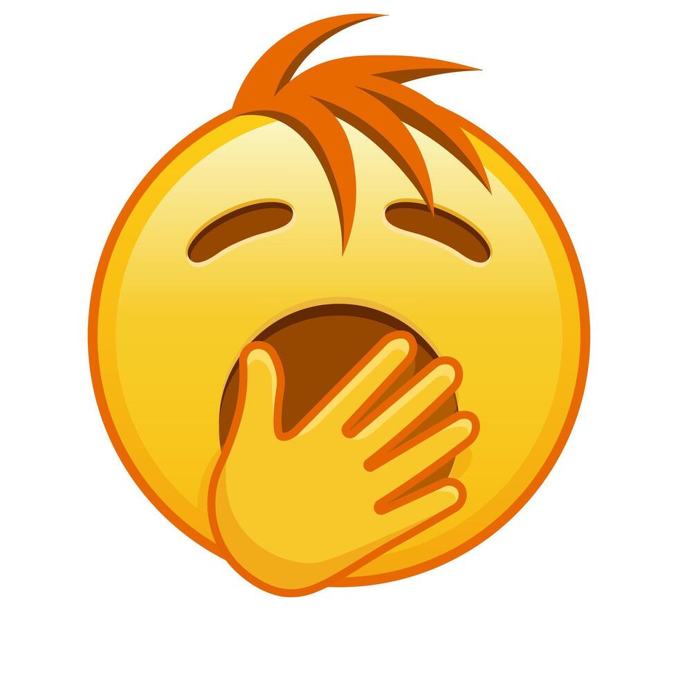 Yawning face Large size of yellow emoji smile with hair vector