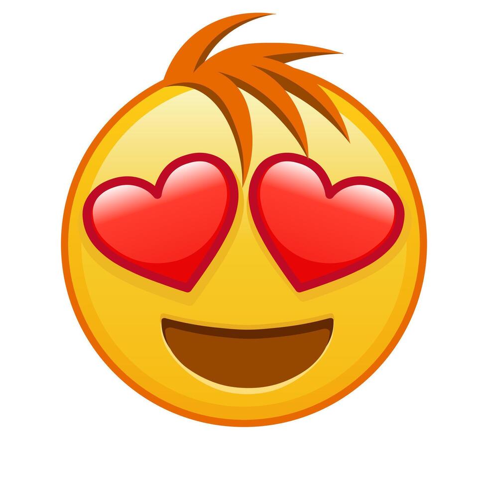 Smiling face with heart eyes Large size of yellow emoji smile with hair vector