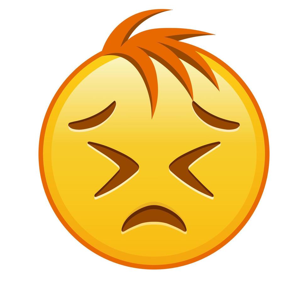 Persistent facial expression face Large size of yellow emoji smile with hair vector