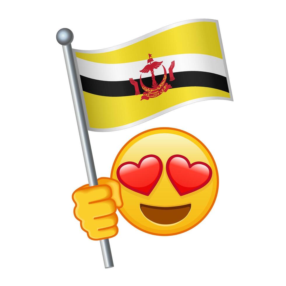 Emoji with Brunei flag Large size of yellow emoji smile vector