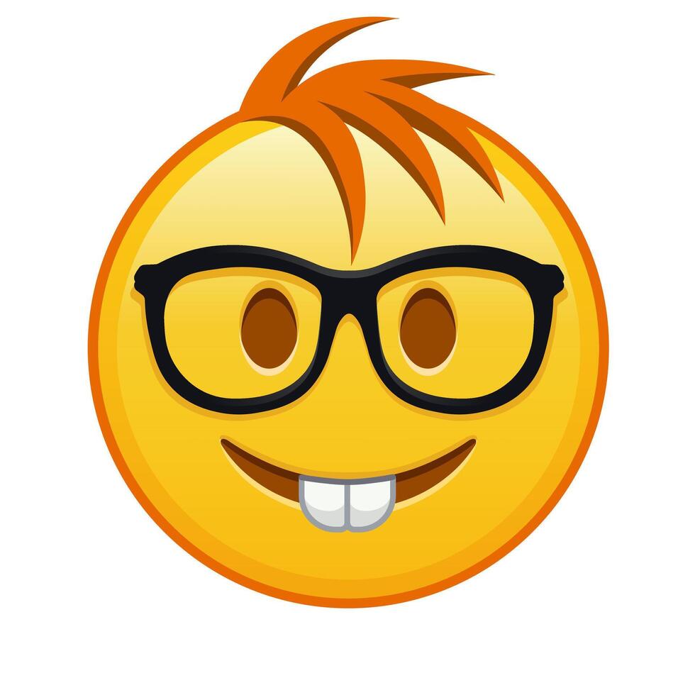 Nerd face Large size of yellow emoji smile with hair vector