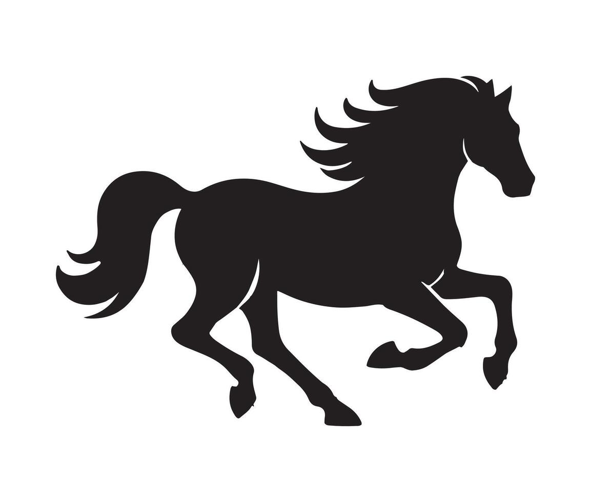 Running horse black silhouette set. illustration vector