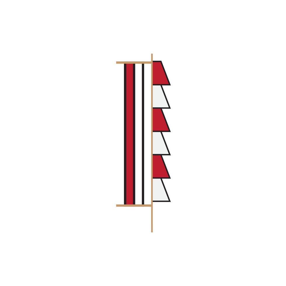 red and white flag pennant icon on a white background vector