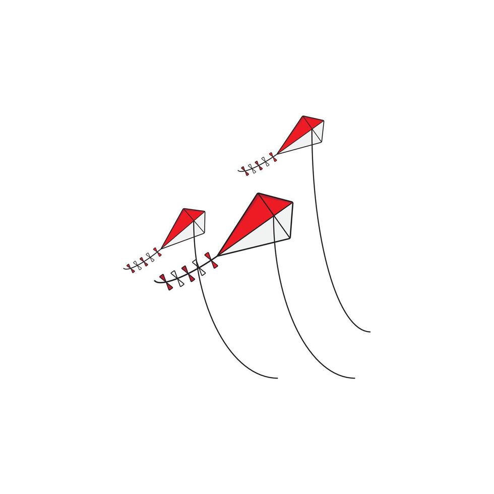 Red and white kites with nuances of Indonesian independence vector