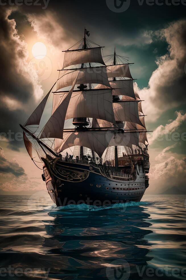 A large ship floating on top of a body of water photo