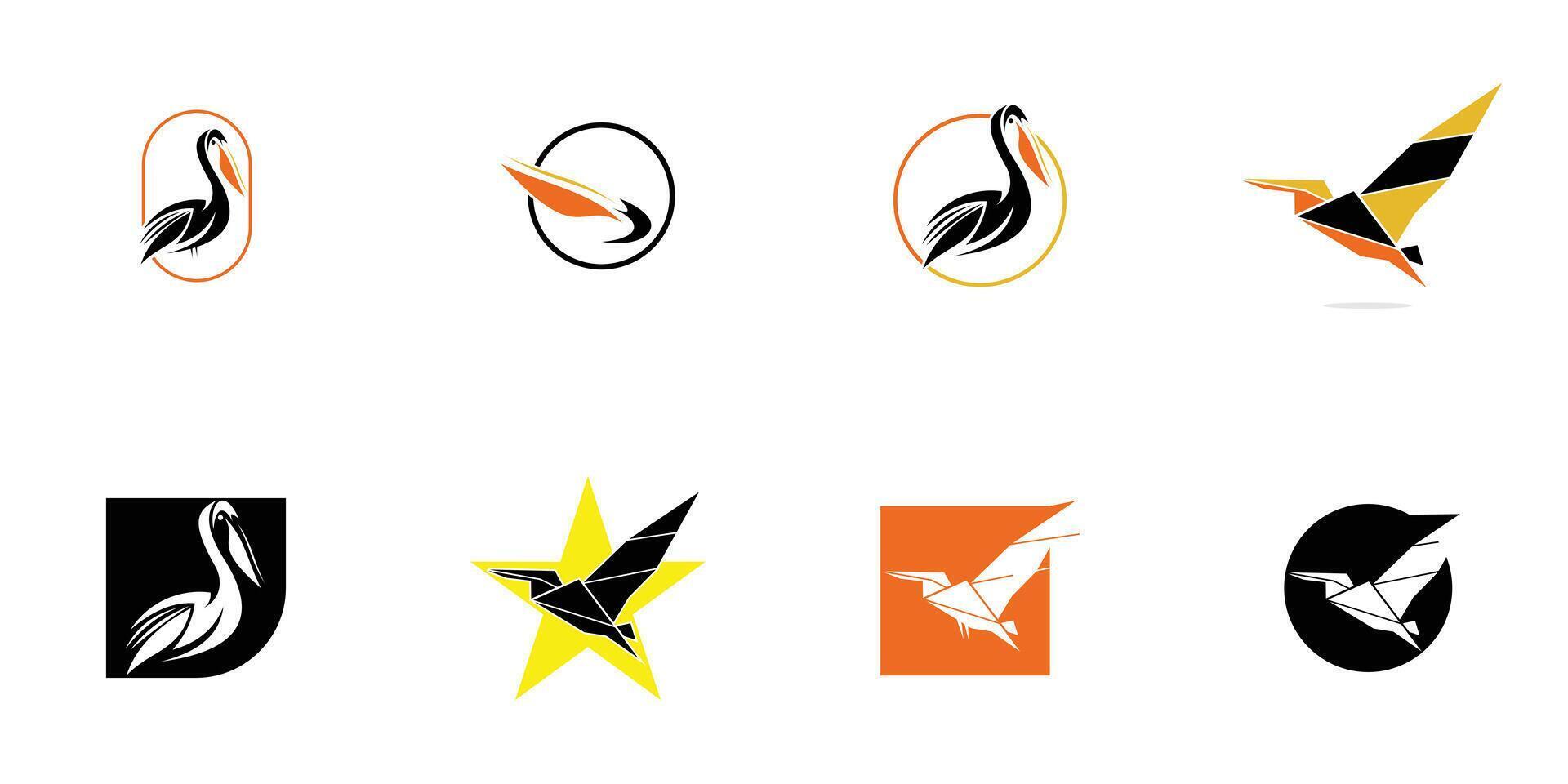 Top set pelican bird logo design with unique concept ,premium vector