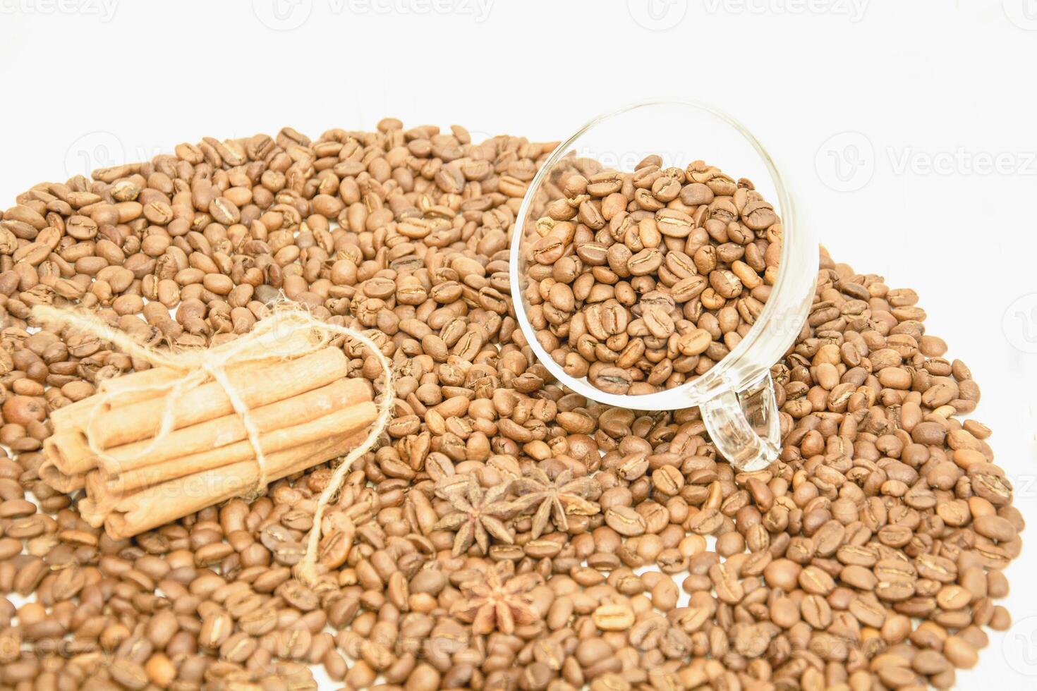 Fresh coffee beans on a beautiful background photo