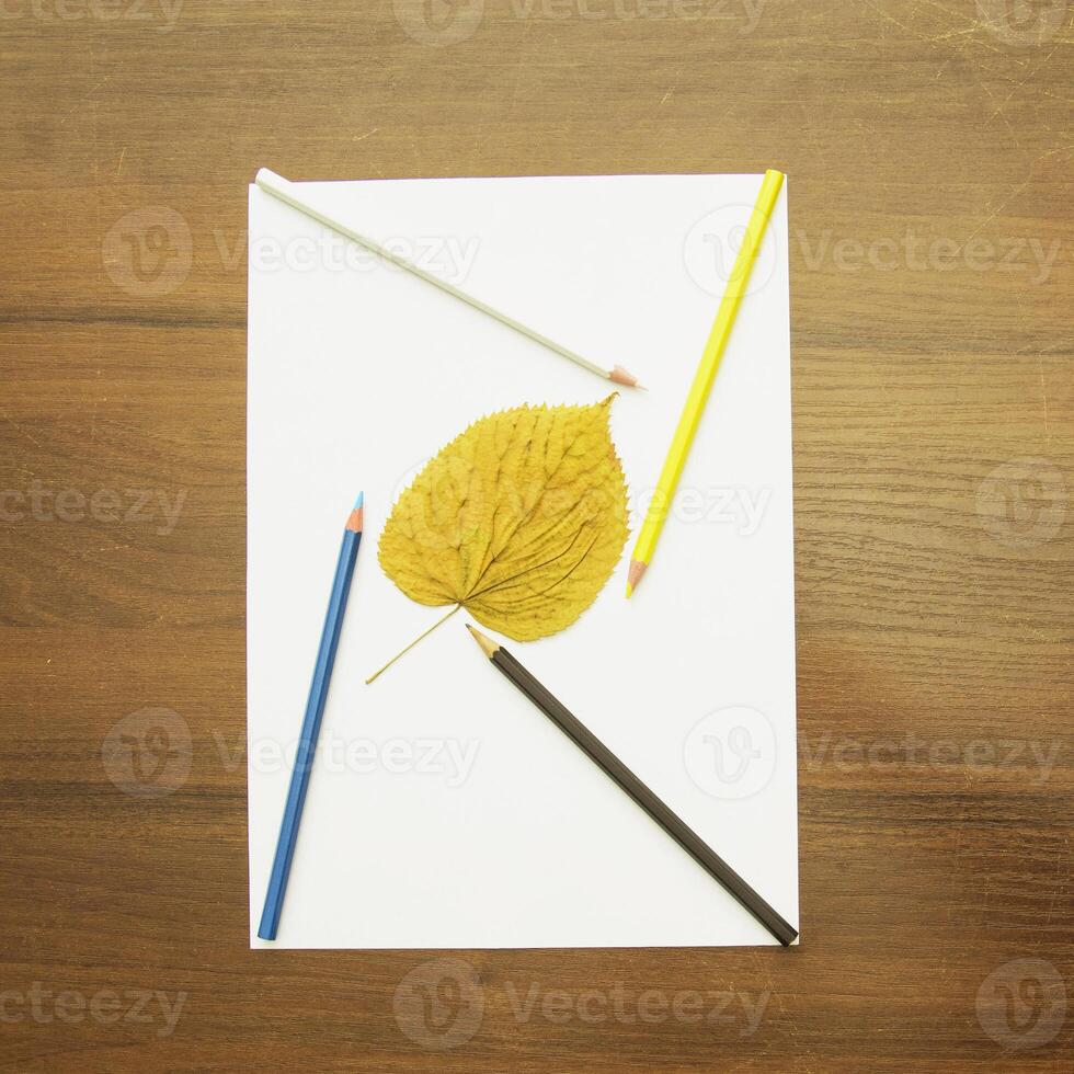 Notebook and pencil on a beautiful background in a large photo studio