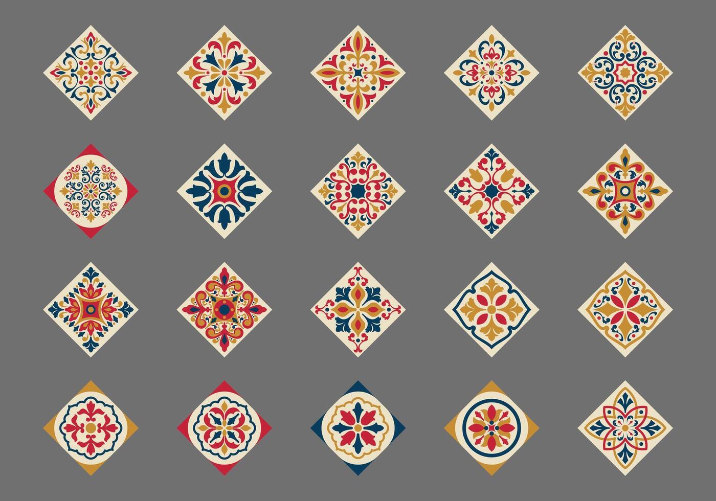 Tile Ornament Pattern Element Set vector