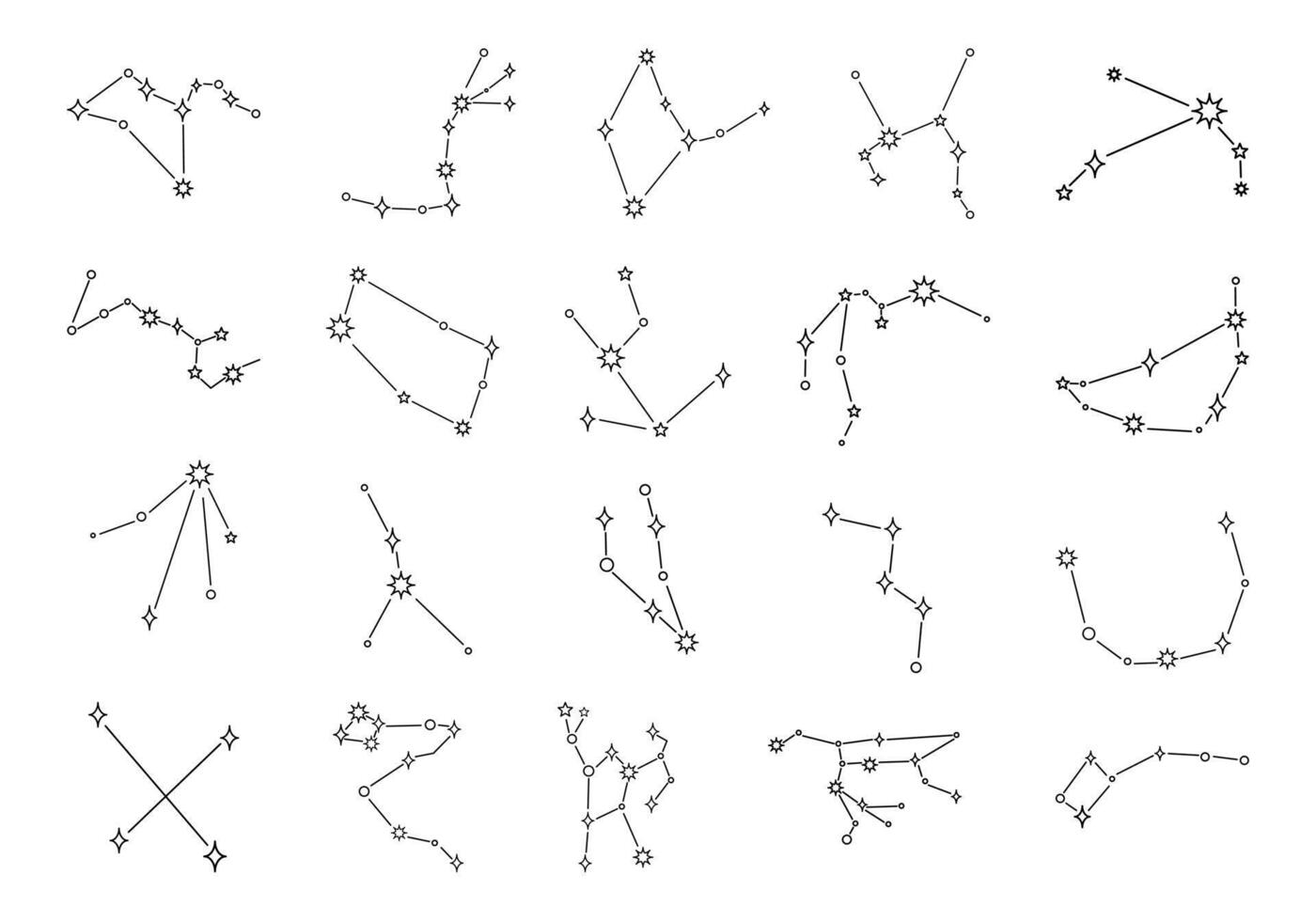 Zodiac And Main Constellation Element Set vector