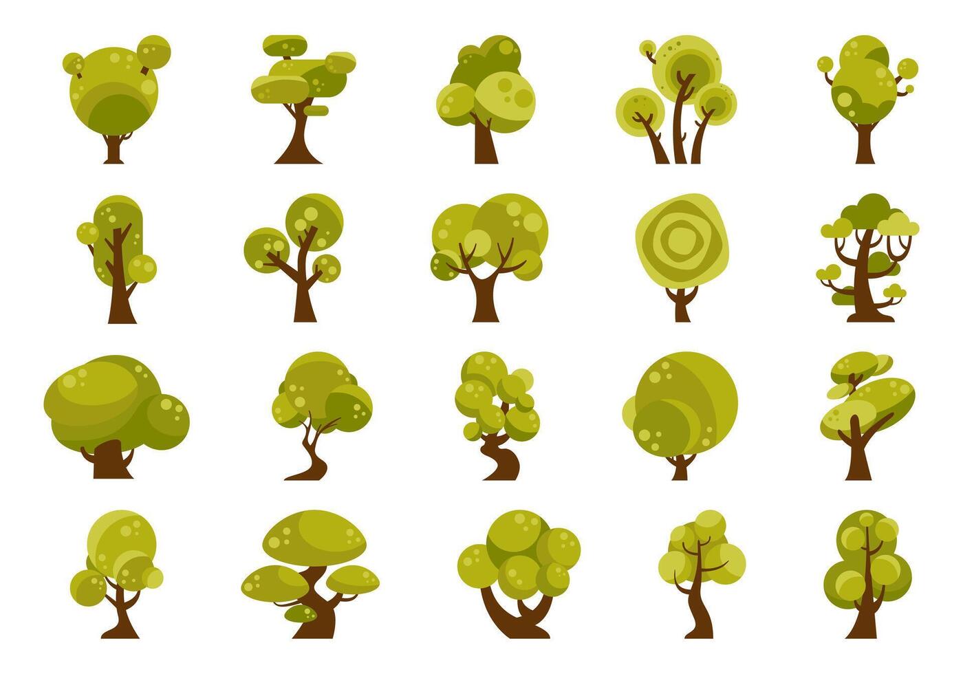 Cartoon Tree Illustration Element Set vector