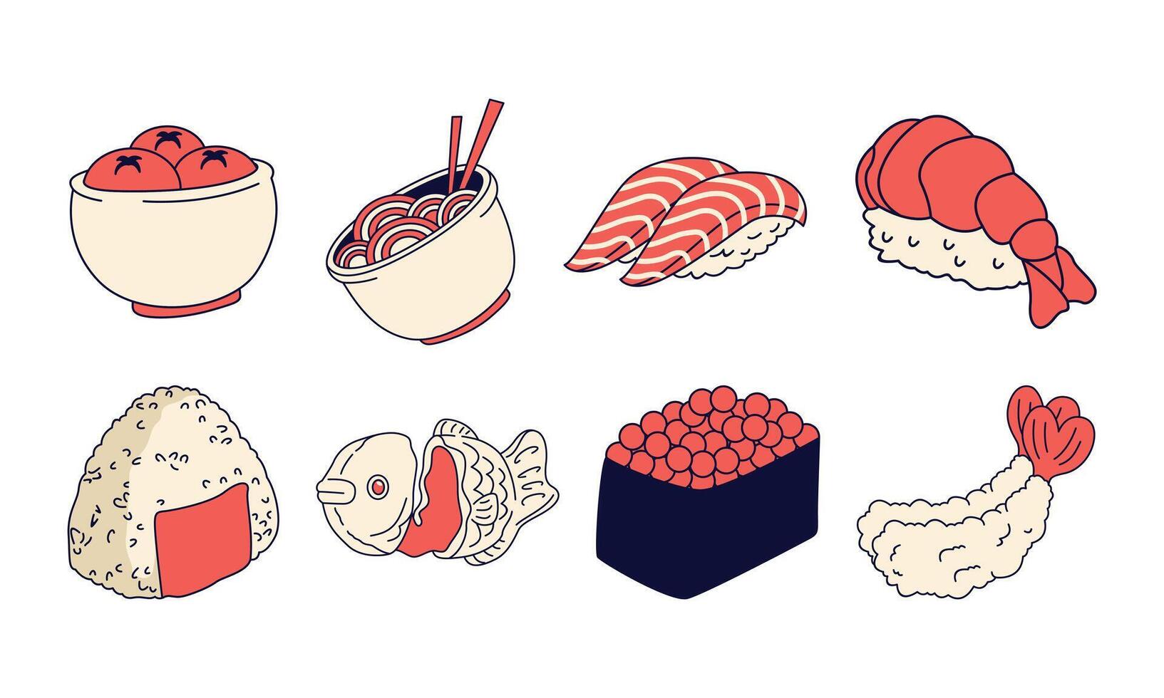 Japanese Food Illustration Element Set vector