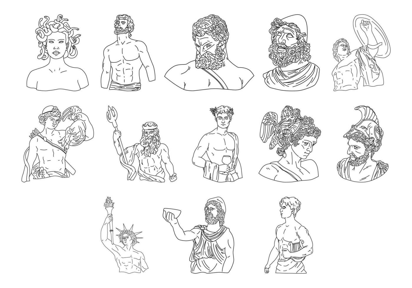 Greek Gods And Mythology Element Set vector