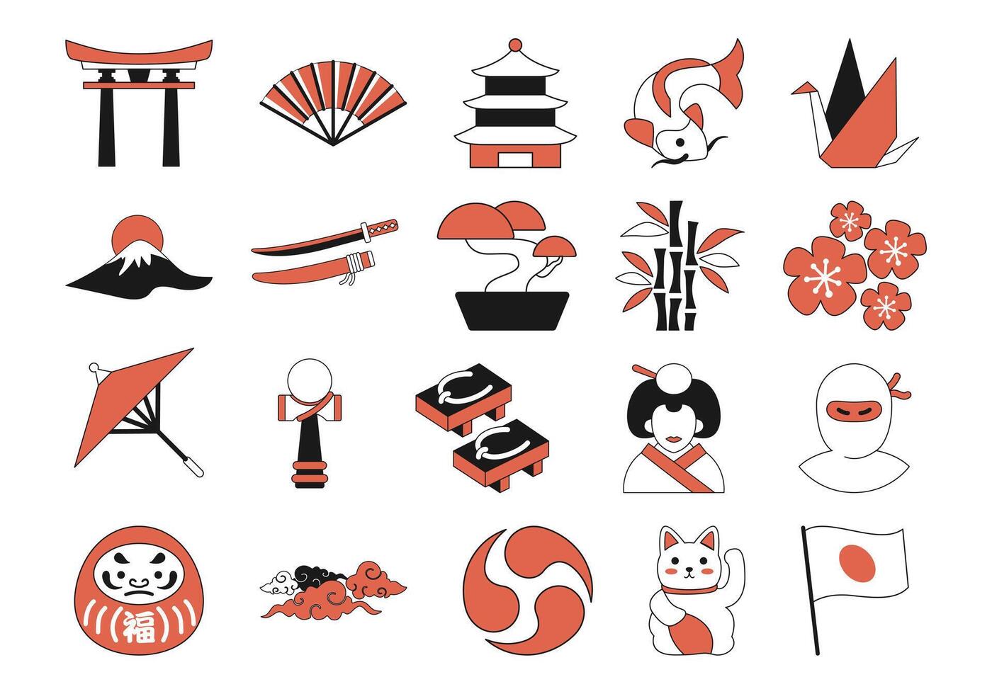 Japanese Logo Icon Element Set vector