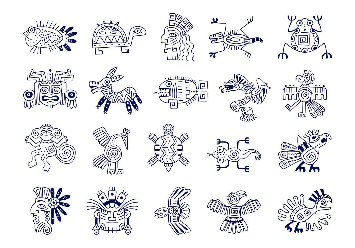 Hand Drawn Ancient Totem Element Set vector