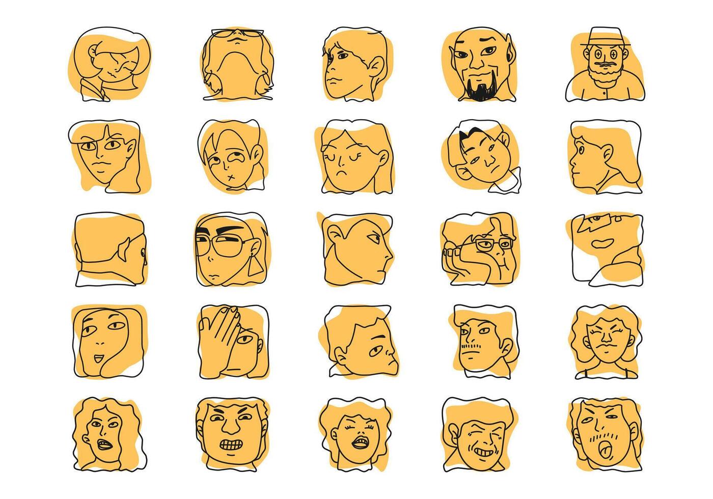 Hand Drawn People Avatar Element Set vector