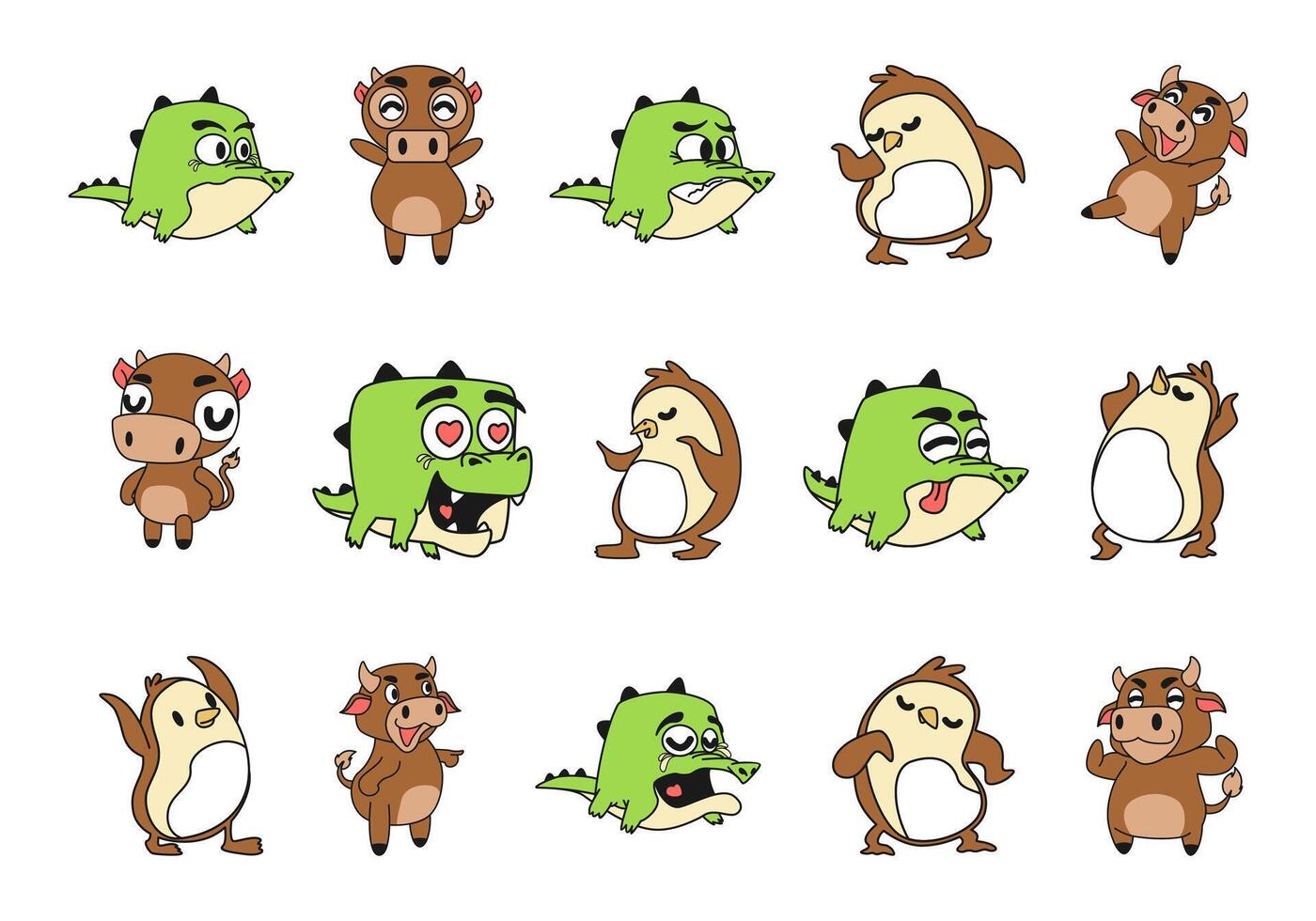 Mascot Animal Illustration Element Set vector