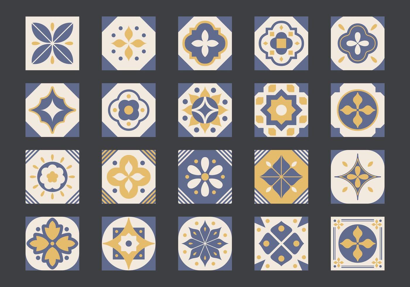 Tiles Square Pattern Element Set vector
