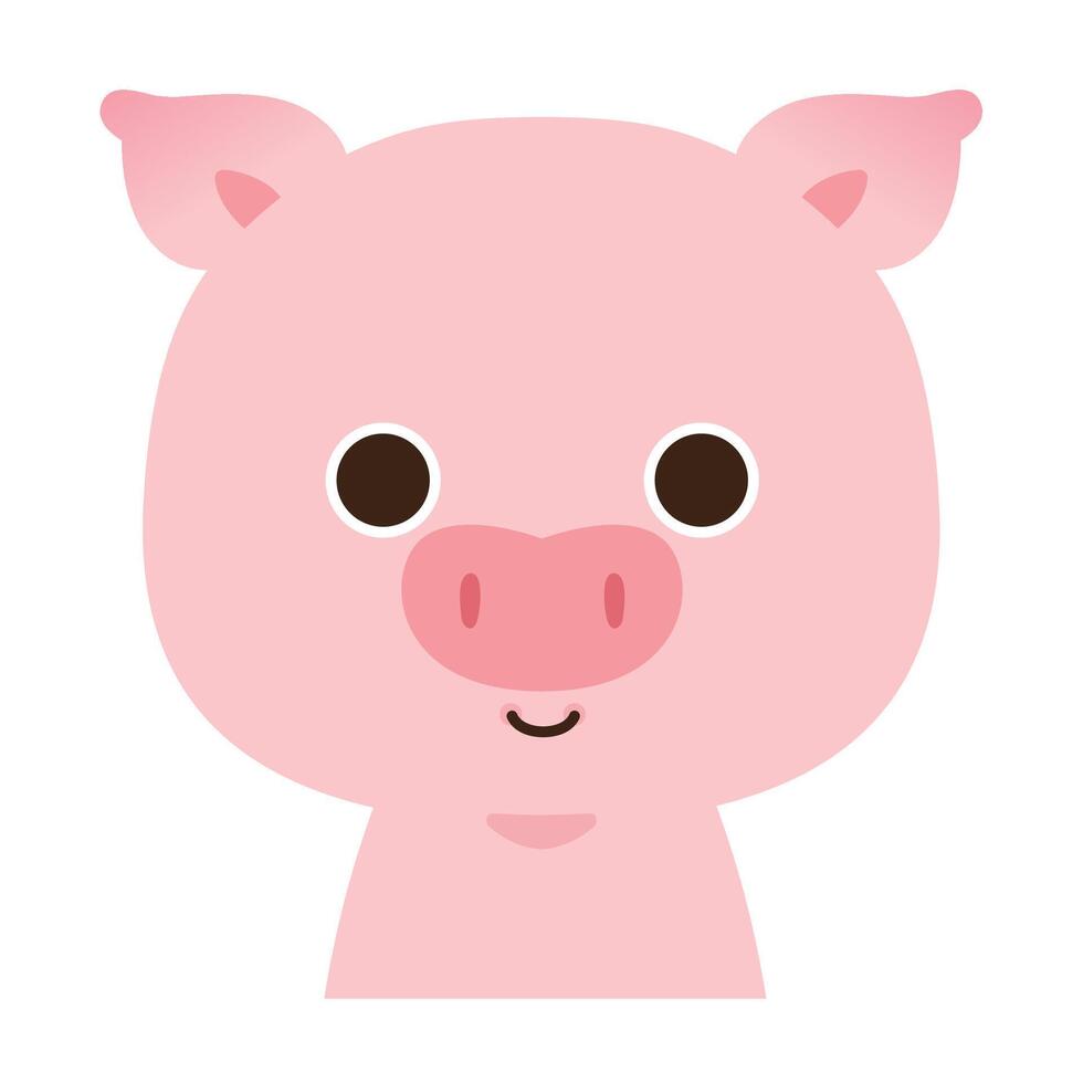 Cute Character Cartoon Piglet, Kawaii Style vector