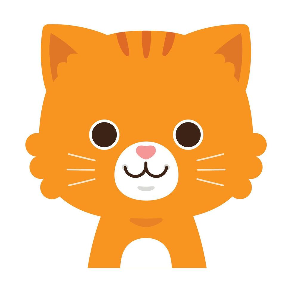 Cute Character Cartoon Orange Cat, Kawaii Style vector