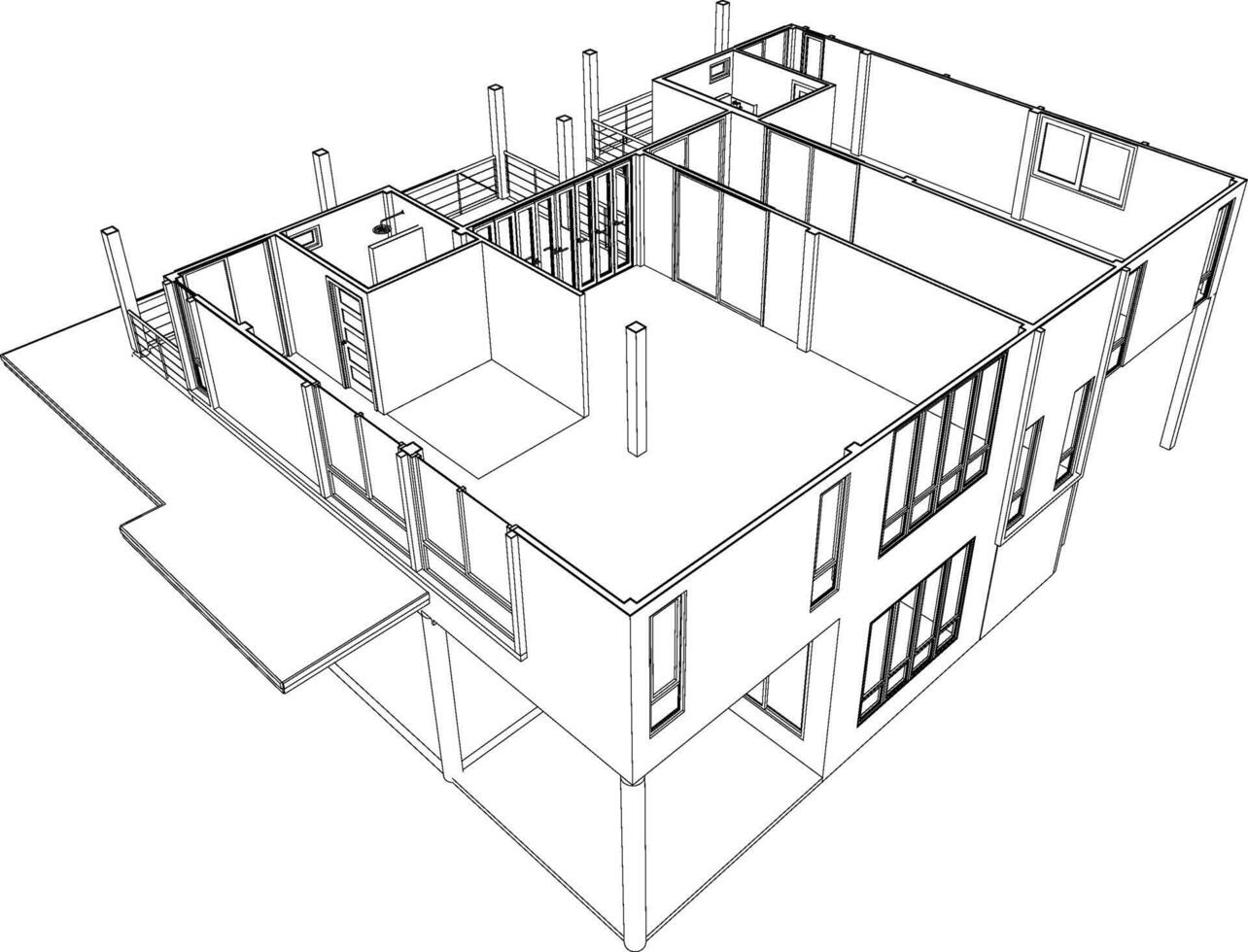 3D illustration of building project vector