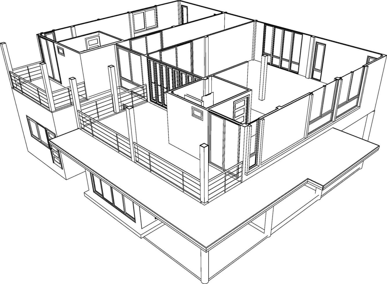 3D illustration of building project vector