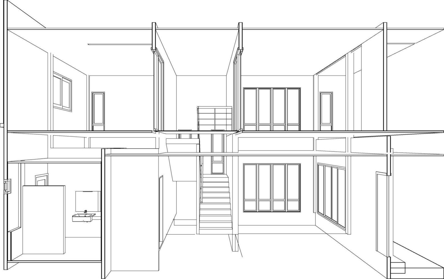 3D illustration of building project vector