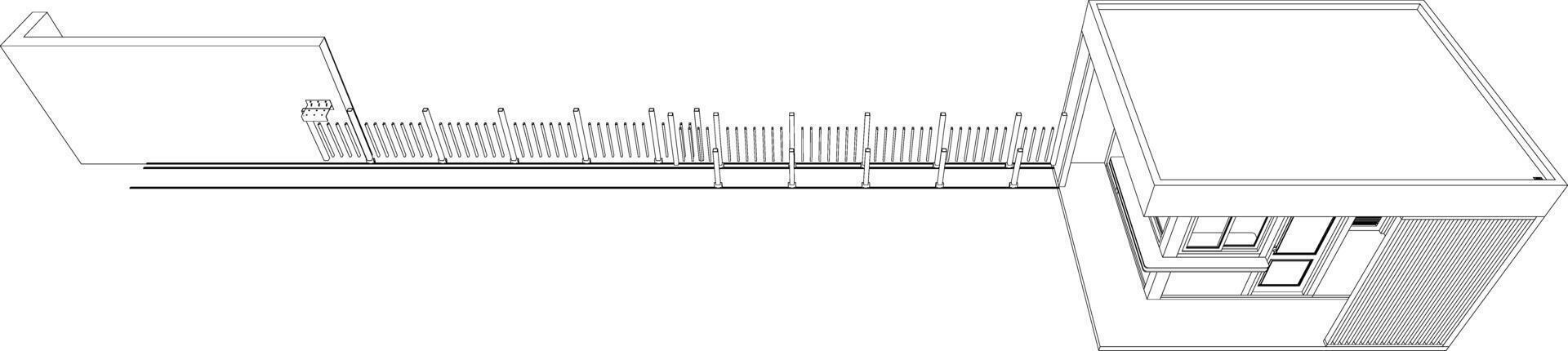 3D illustration of fence and guardhouse vector