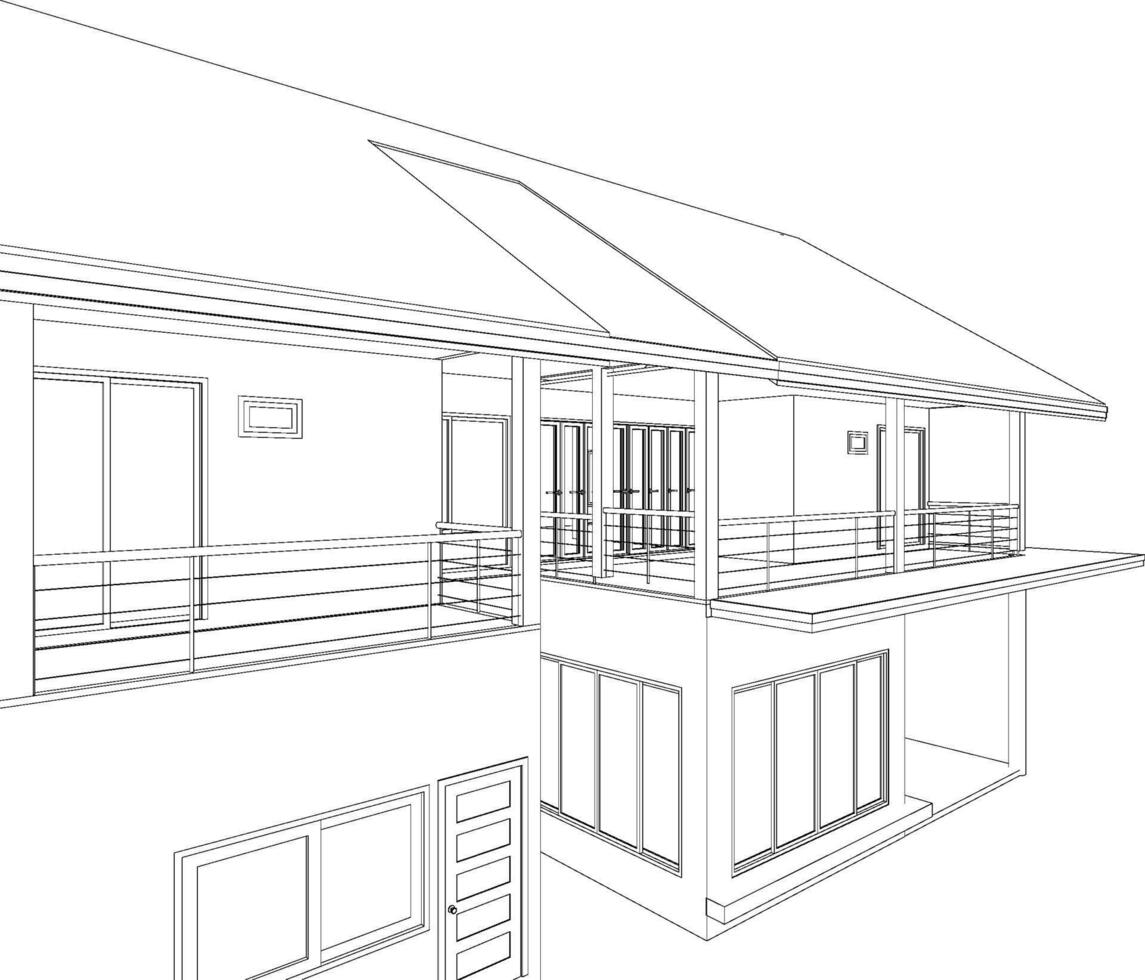 3D illustration of building project vector