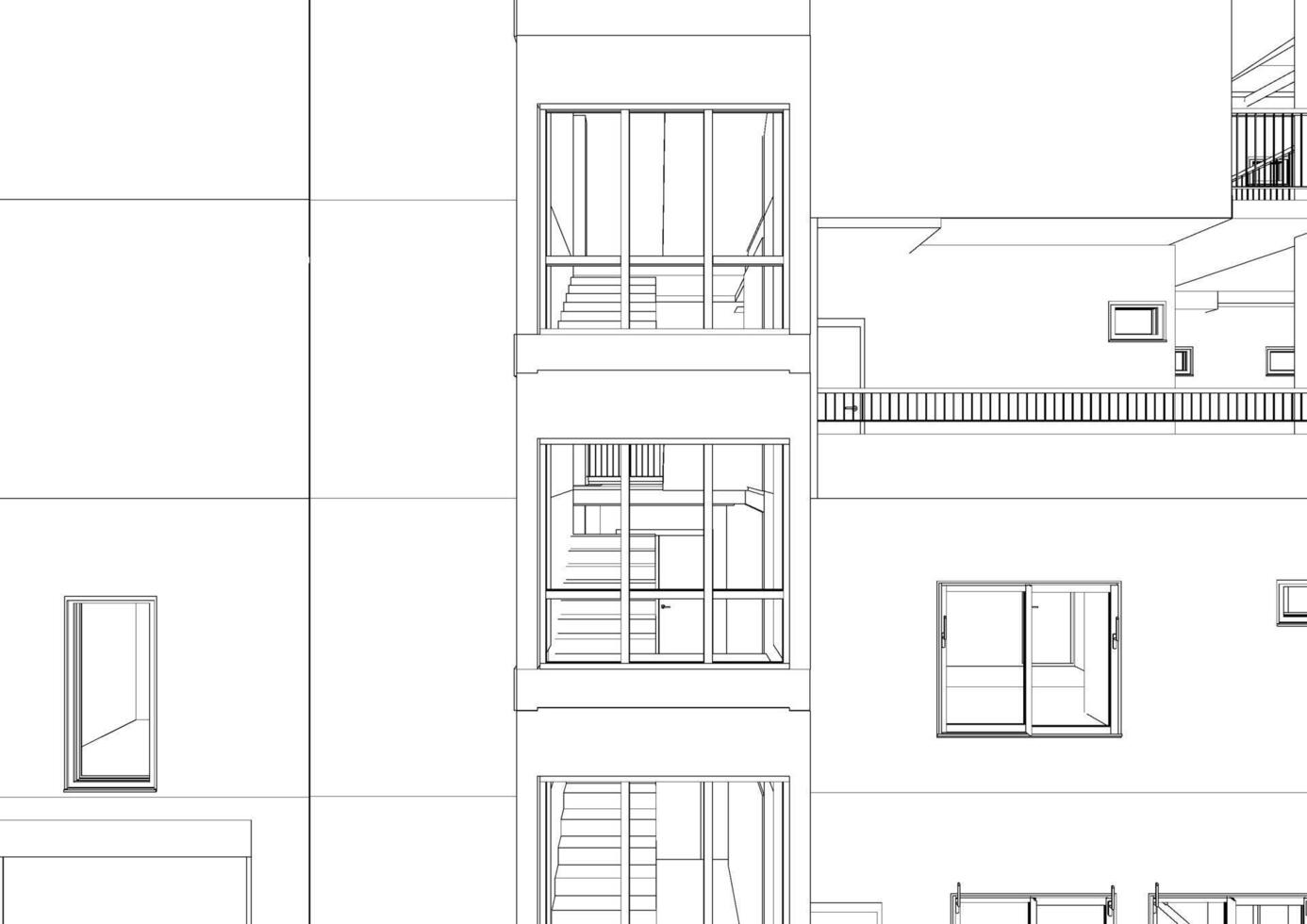 3D illustration of building project vector