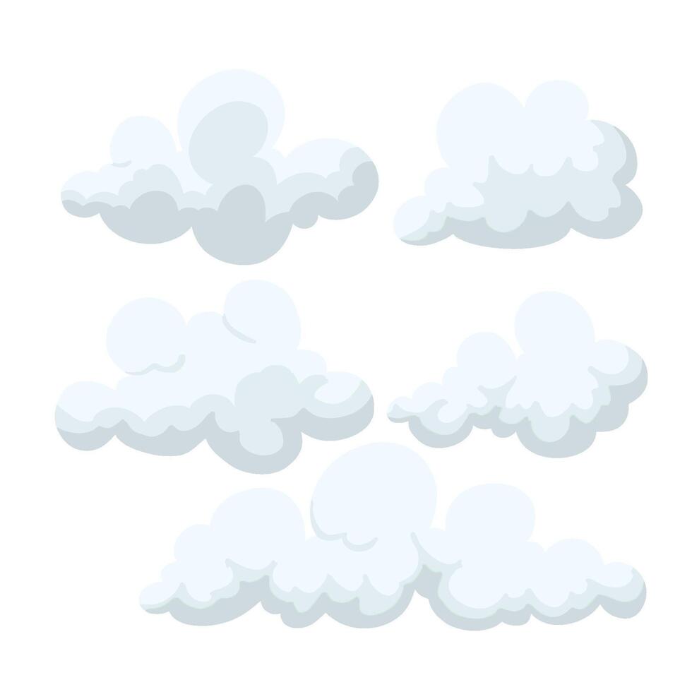 Simple Clouds Illustration Sticker Set vector