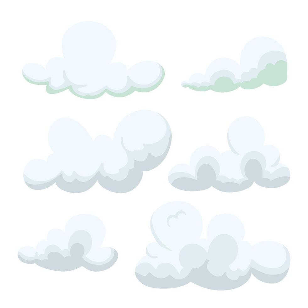 Simple Clouds Illustration Sticker Set vector