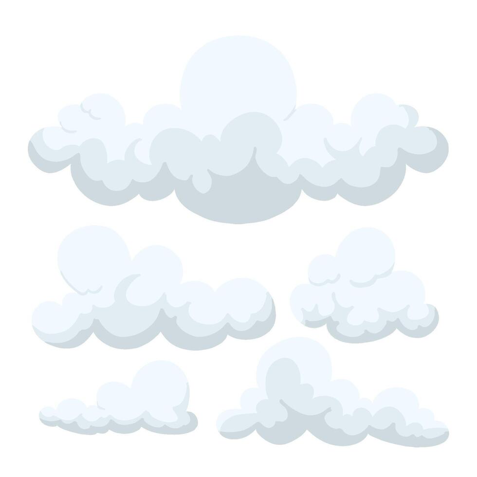 Simple Clouds Illustration Sticker Set vector
