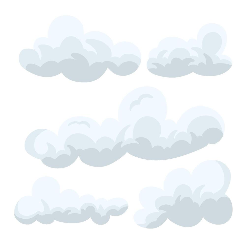 Simple Clouds Illustration Sticker Set vector