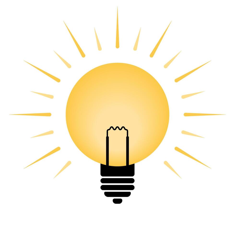 Light bulb with rays shine clip art vector