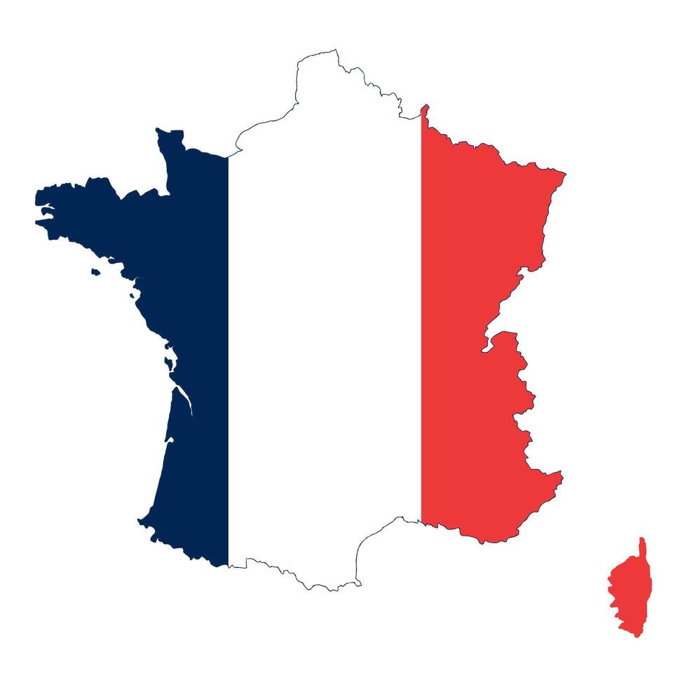 France flag map contour vector