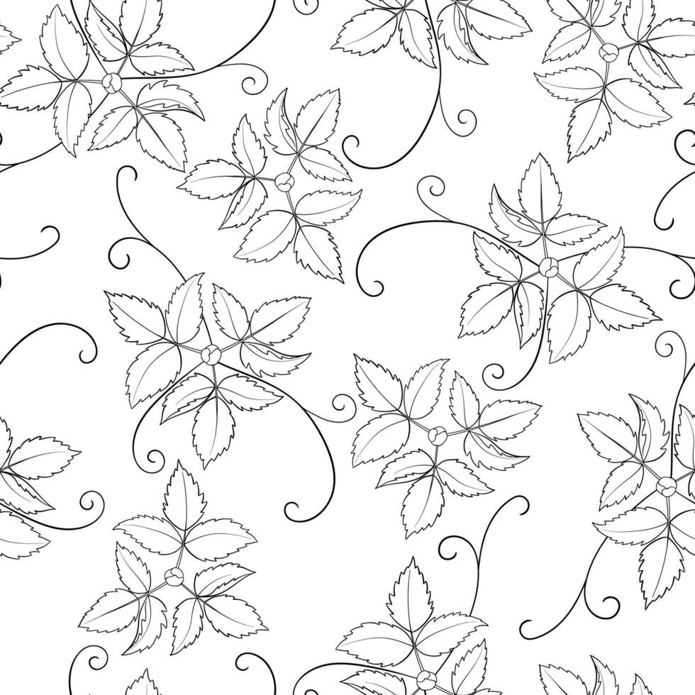 Seamless Pattern With Line Drawn Plant Elements vector