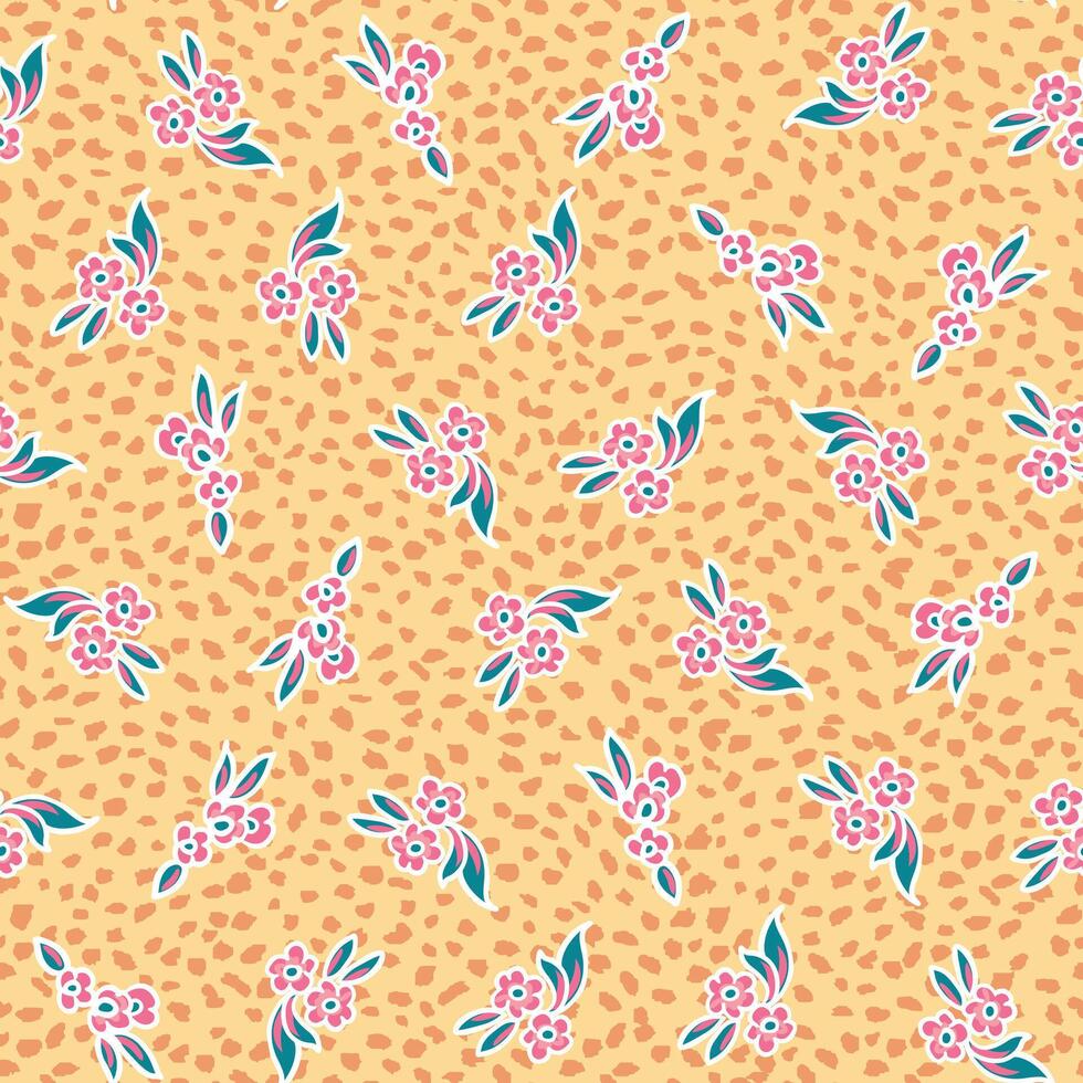 Small ditsy flower seamless pattern on abstract texture background vector