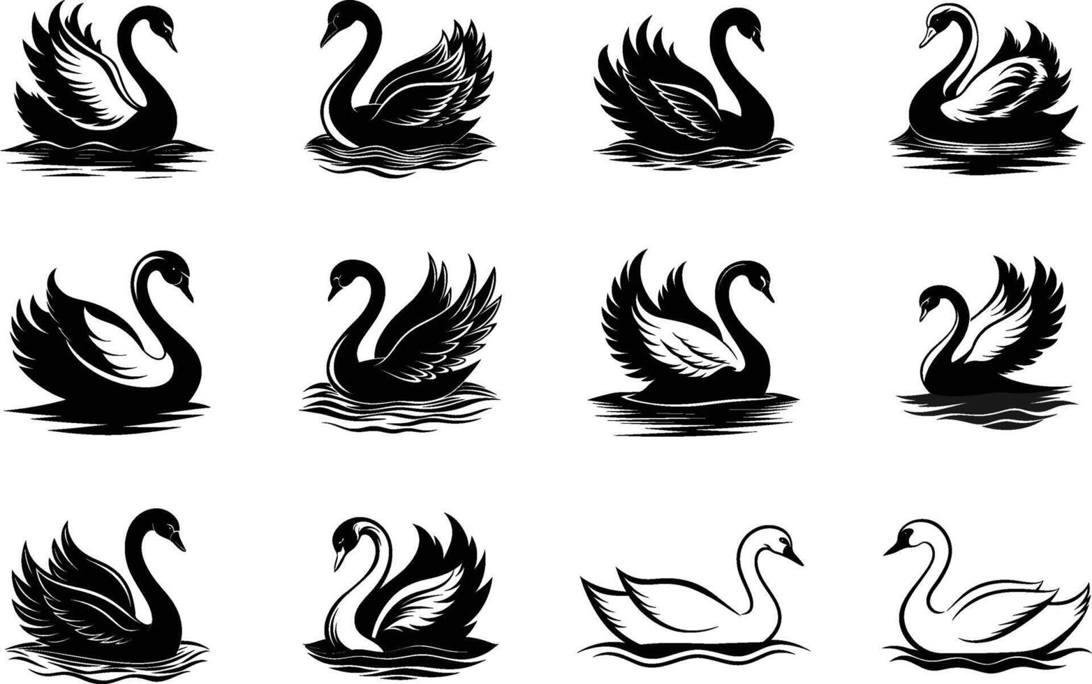 swan set silhouette concept vector