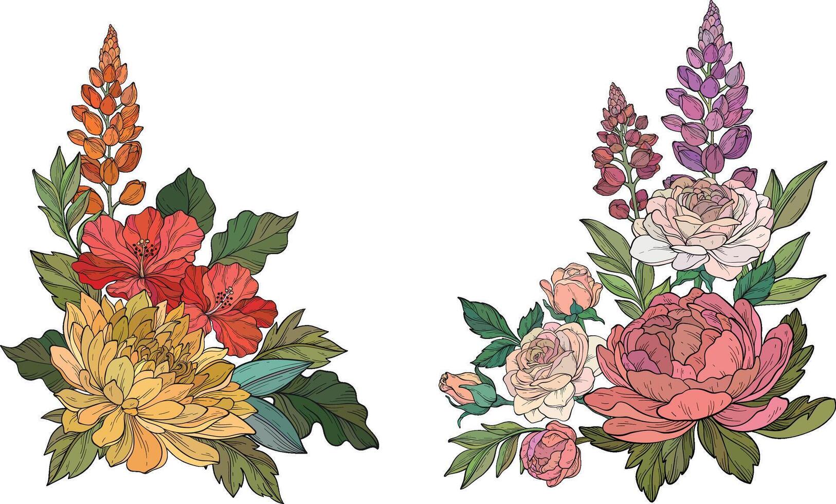 set-of-floral-bouquets-with-
