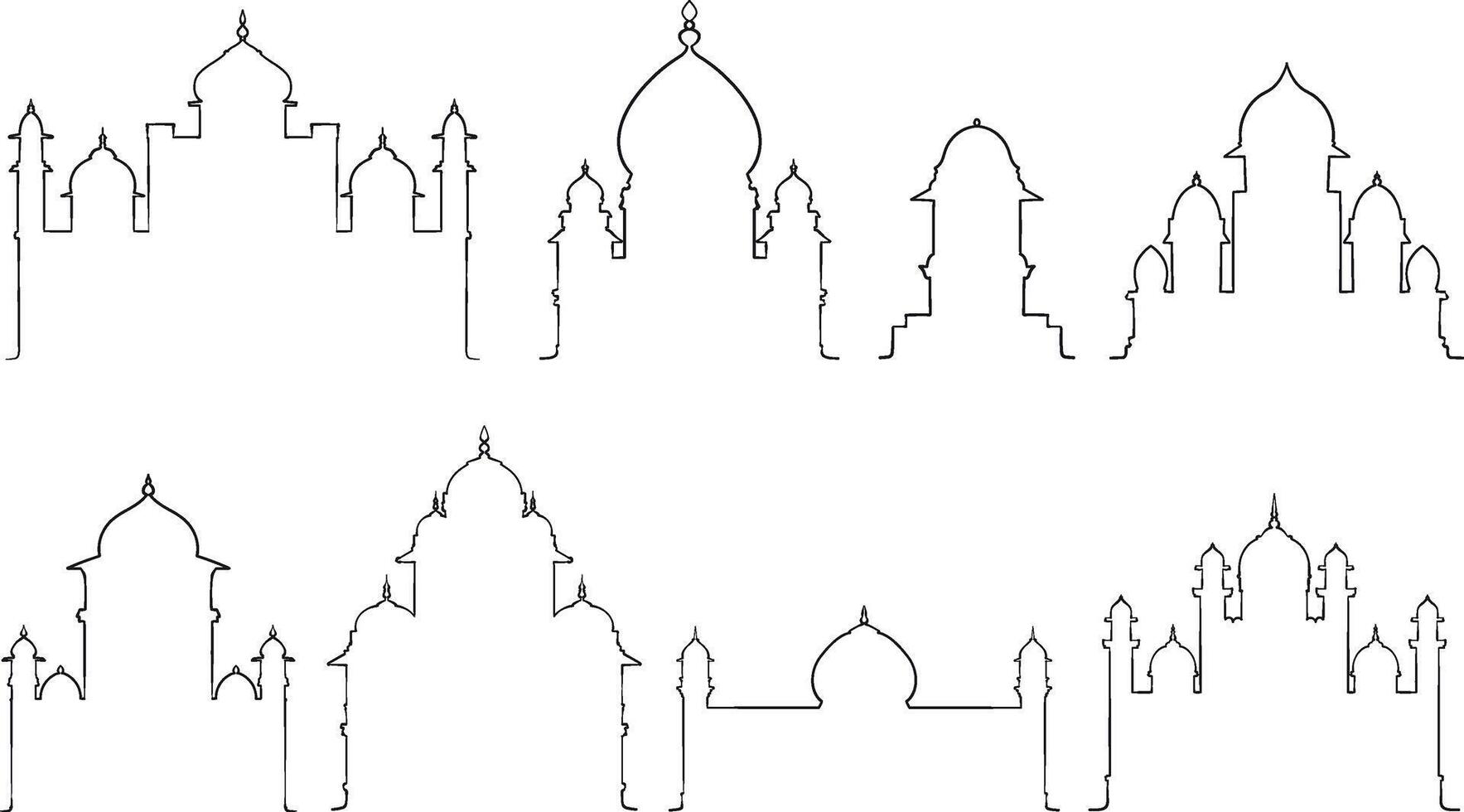 Indian palaces, parts of architecture, traditional famous landmark, design elements vector