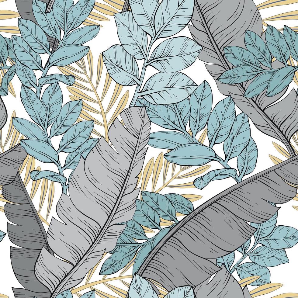 Palm jungle leaves pattern design, tropical print vector