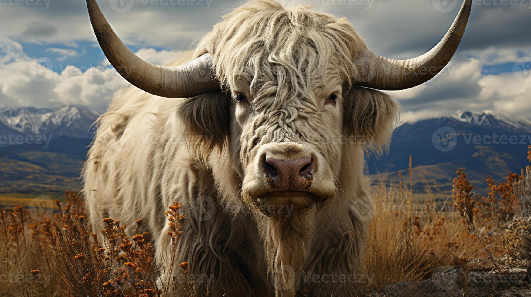 Ox animal mountain buffalo for working to farmland photo